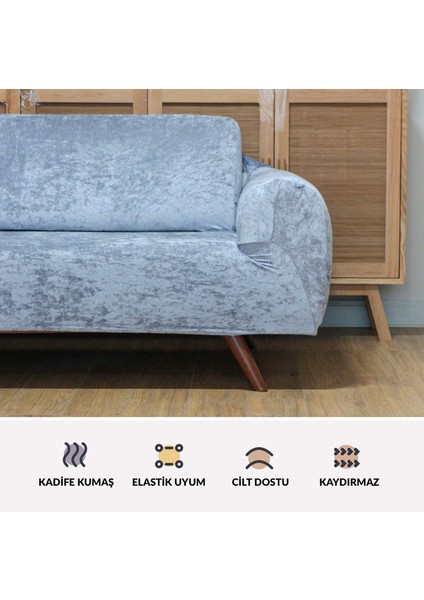 Riseler Kadife 3 Kişilik Koltuk Örtüsü Lastikli Kanepe Örtüsü Lastikli Koltuk Örtüsü Koltuk Kılıfı modelleri
