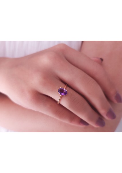 Oval Ametist Taşlı Esila Yüzük 0402R0052 fırsatları