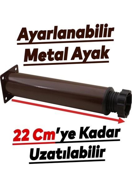 Ayarlanabilir Mobilya Kanepe Baza Koltuk Metal Destek Yükseltici Kahve Ayağı Ayakları 20 cm 4 Adet
