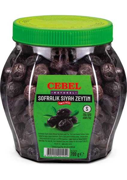 Siyah Zeytin S 291-320 Kalibre 700 gr Pet