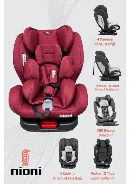 Topfix 0-36 Kg 360° Dönebilen Isofix'li Oto Koltuğu