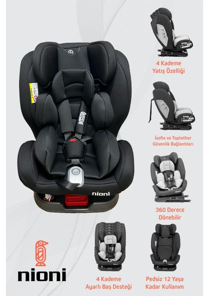 Topfix 0-36 Kg 360° Dönebilen Isofix'li Oto Koltuğu