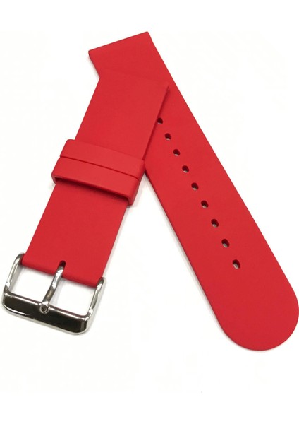 22 mm Renkli Düz Kauçuk Saat Kordonu Kayışı
