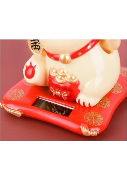 Japon Şans Kedi Güneş Enerjili El Sallayan Bereket Para Kazanç 1 Adet Beyaz fırsatları