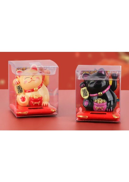 Japon Şans Kedi Güneş Enerjili El Sallayan Bereket Para Kazanç 1 Adet Beyaz indirimleri