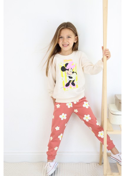 ZRA-0271-0272 Kurdelalı Minnie Mouse Baskılı Alt Üst Takım
