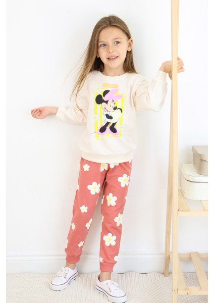 ZRA-0271-0272 Kurdelalı Minnie Mouse Baskılı Alt Üst Takım