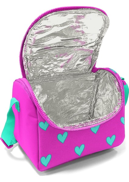 Kids Kalp Desenli Neon Pembe Su Yeşili Dört Bölmeli Okul Sırt Çantası 3SET23113 fırsatları
