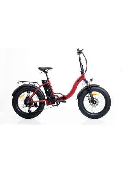 Vonıq-S Eco Fat Bıke Elektrikli Katlanır Bisiklet 42CM Md 20 Jant 7 Vites Dark Red