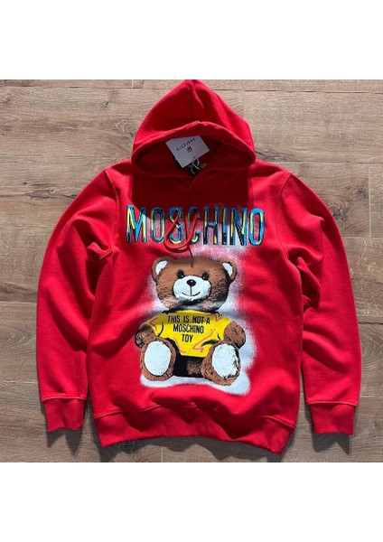 Teddy Desenli Pamuklu Kapşonlu Sweatshirt