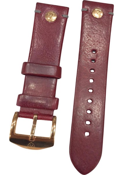 24 mm Bordo Wainer Orijinal Hakiki Deri Saat Kordonu