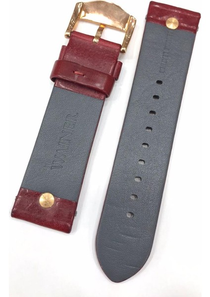 24 mm Bordo Wainer Orijinal Hakiki Deri Saat Kordonu