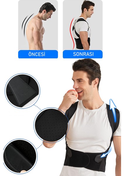 Ayarlanabilir Medikal Kadın Erkek Dik Duruş Korsesi Posterux Bel ve Sırt Desteği Korsesi