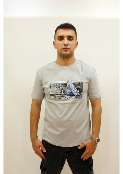 Ets 2270 Baskılı Işleme Detaylı Relax Fit Erkek T-Shirt