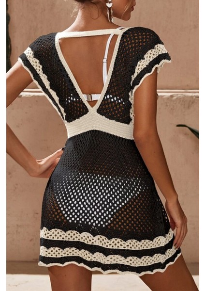 Kadın Derin V Yaka Çift Renkli Mini Triko Pareo fırsatları