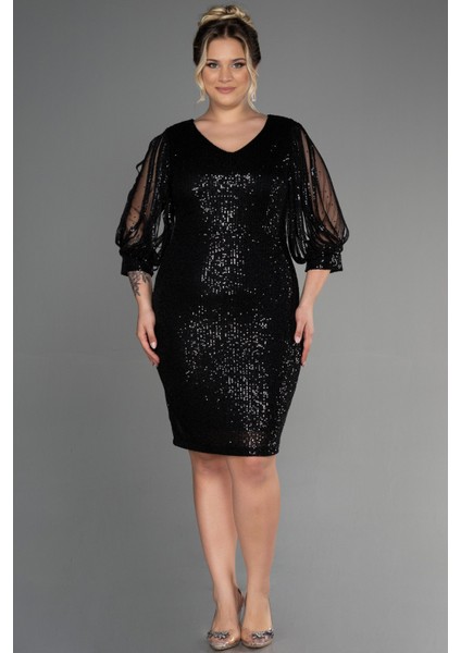 Kısa Pul Payet Büyük Beden Abiye ABK631