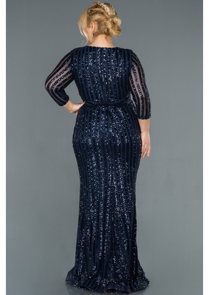 Kapri Kol Yırtmaçlı Pul Payet Büyük Beden Abiye ABU1043 fiyatları