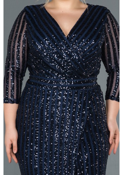 Kapri Kol Yırtmaçlı Pul Payet Büyük Beden Abiye ABU1043 modelleri