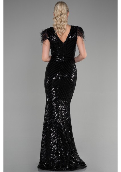 Uzun Pul Işlemeli Otrişli Abiye Elbise ABU881 fiyatları