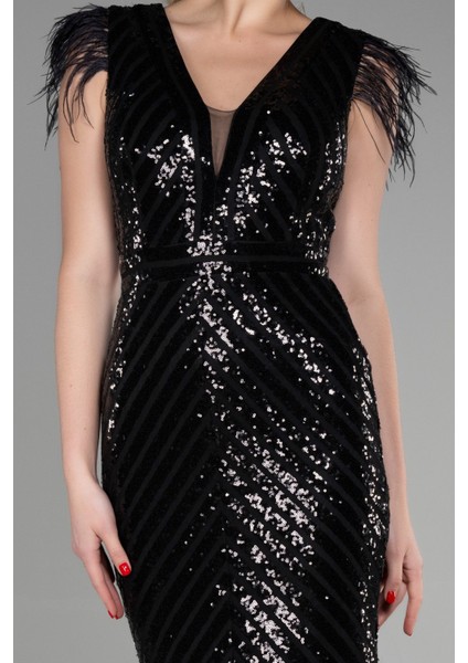 Uzun Pul Işlemeli Otrişli Abiye Elbise ABU881 modelleri