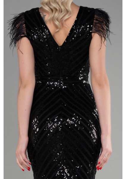 Uzun Pul Işlemeli Otrişli Abiye Elbise ABU881 fırsatları