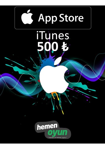 App Store Itunes 500 TL Hediye Kartı Bakiye Ios