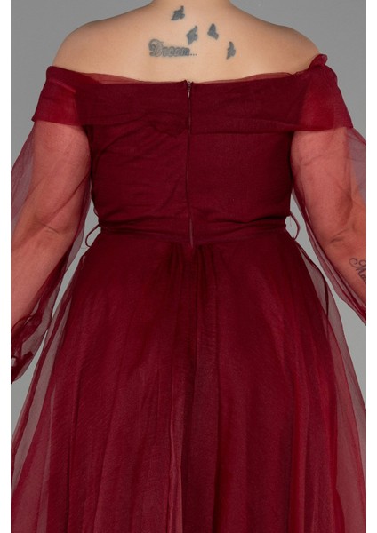 Kayık Yaka Uzun Kol Büyük Beden Abiye ABU1535 fırsatları