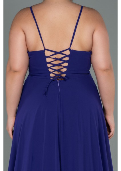 Yırtmaçlı Uzun Şifon Büyük Beden Abiye ABU1324 fırsatları