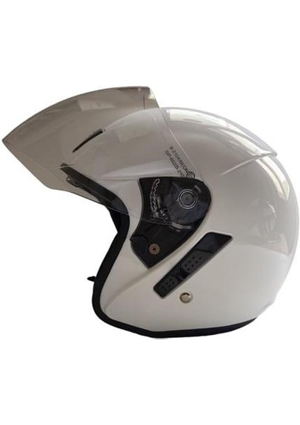 B210 Çenesiz Vizörlü Yazlık Kask Beyaz