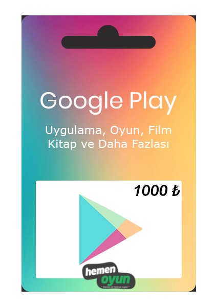 Google Play 1000 TL Hediye Kartı Bakiye