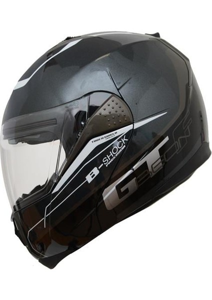 B700 B-Shock Çene Açılır Vizörlü Kask Gri/Siyah
