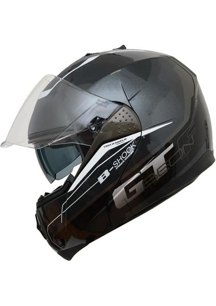 B700 B-Shock Çene Açılır Vizörlü Kask Gri/Siyah modelleri