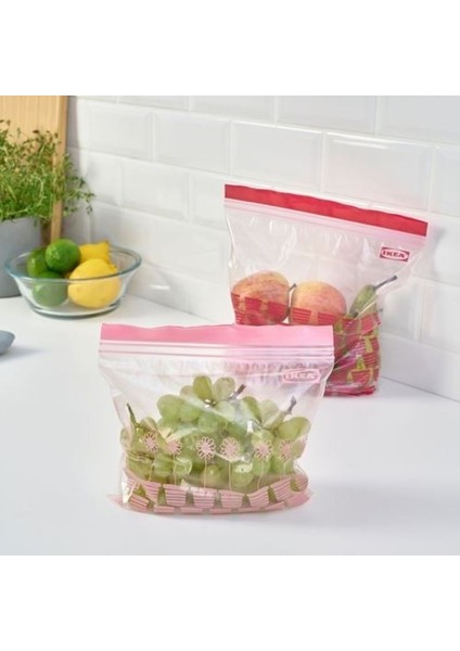 Istad Buzdolabı Poşeti, Kırmızı-Pembe, 2,5 Lt ve 1,2 Lt, 50 Adet- Ikea Istad Yeşil, 6 Lt ve 4,5 30ADET