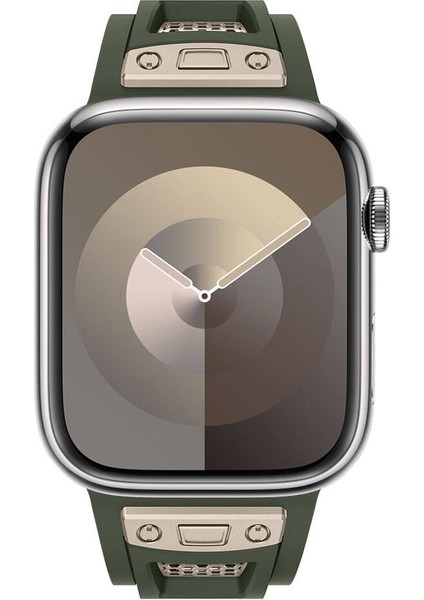 Apple Watch Uyumlu 42MM Hava Alabilen Metal Işlemeli Petek Desenli Silikon Rugged Kordon modelleri