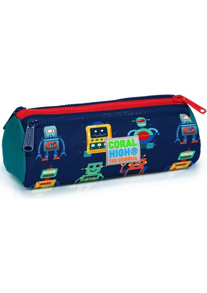 Kids Lacivert Civit Robot Desenli Üç Bölmeli Çekçekli Okul Sırt Çantası 3'lü Set 3SET23380