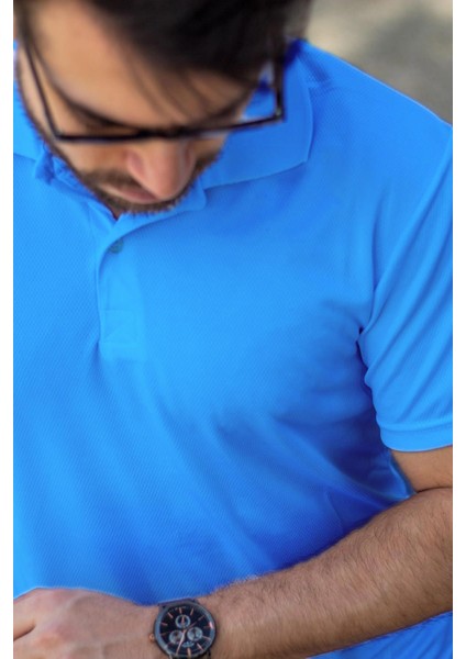 Erkek Turkuaz Petek Tam Esnek Likralı Rahat Ribana Kol Polo Yaka T-Shirt 24EPLYSNSP modelleri