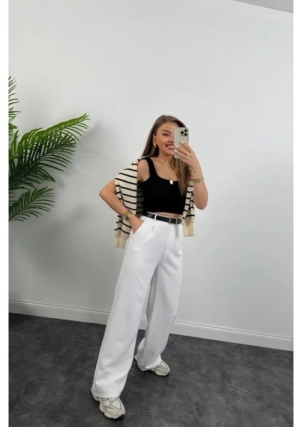 Kadın Double Palazzo Kumaş Yüksek Bel Bol Kesim Pantolon