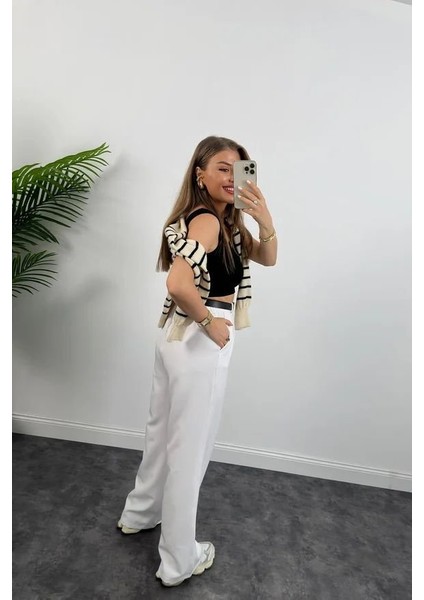 Kadın Double Palazzo Kumaş Yüksek Bel Bol Kesim Pantolon modelleri