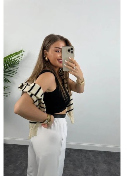 Kadın Double Palazzo Kumaş Yüksek Bel Bol Kesim Pantolon fırsatları