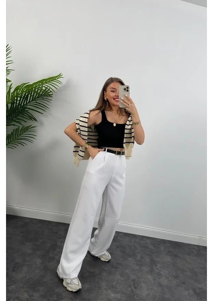 Kadın Double Palazzo Kumaş Yüksek Bel Bol Kesim Pantolon indirimleri