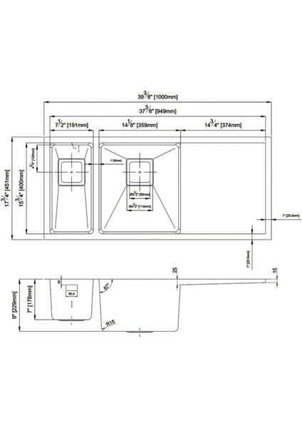 Lavello Style Meta 4018 R Sağ Damlalıklı 1,5 Göz Inox Çelik Eviye