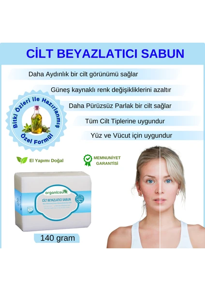 Doğal Cilt Beyazlatıcı Sabun 140 gr Tüm Cilt Tipleri Için B ve E Vitaminli