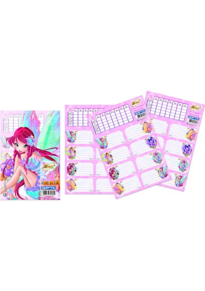 Winx Ders Programlı Okul Etiketi 16 x 24 cm 3 Yaprak