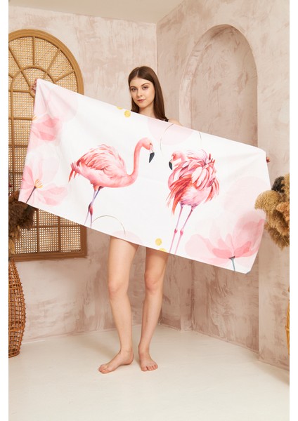 Flamingo Baskılı Pamuklu Plaj Havlusu fiyatları