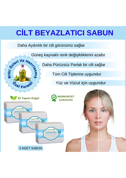 Doğal Cilt Beyazlatıcı Sabun 140 gr x 3 Adet Tüm Cilt Tipleri Için B ve E Vitaminli