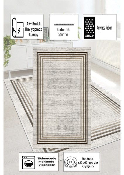 Ince Çerçeveli Kaymaz Tabanlı Yıkanabilir Baskılı Halı Yolluk modelleri