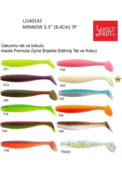 Minnow 3.3'' 8.38CM 7 Adet Silikon Yem