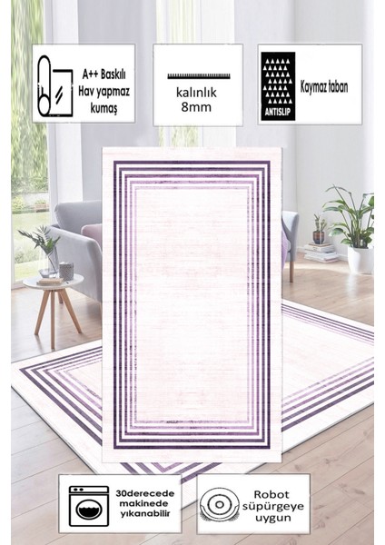 Ince Çerçeveli Kaymaz Tabanlı Yıkanabilir Baskılı Halı Yolluk modelleri