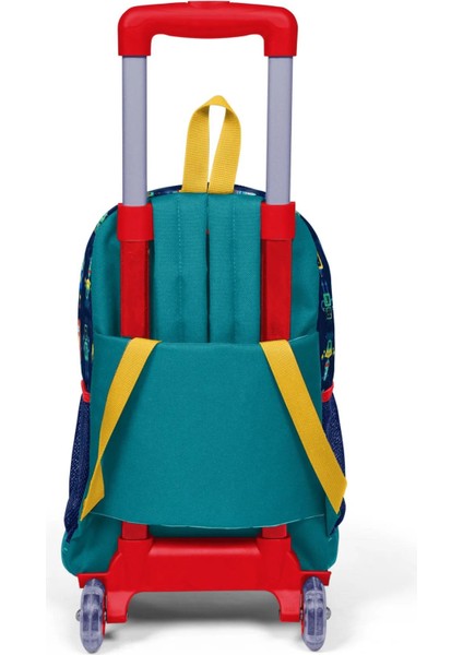 Kids Lacivert Civit Robot Desenli Üç Bölmeli Çekçekli Okul Sırt Çantası T23380
