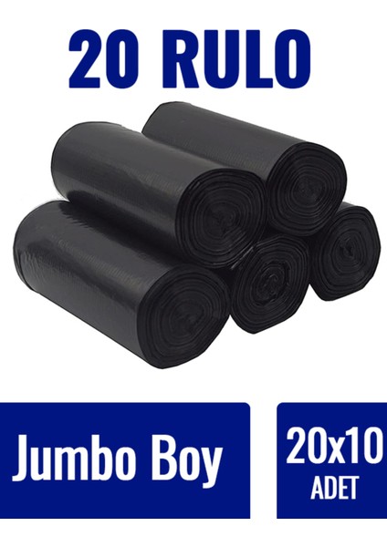 Çöp Torbası Jumbo Boy 10’lu 20 Rulo (1 Koli) Kalın 80X110 Çöp Poşeti